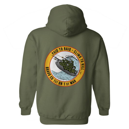 1st Battalion 1st Marines Bravo "Paid to Raid - Climb to Kill" Hoodie