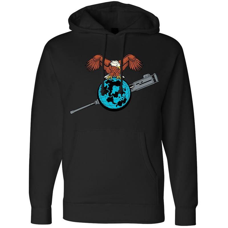 Load image into Gallery viewer, Eagle Globe and Gun Hoodie
