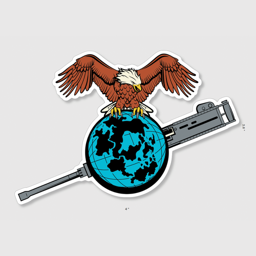 Eagle Globe and Gun Sticker