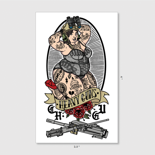 Heavy Guns Pin Up Sticker