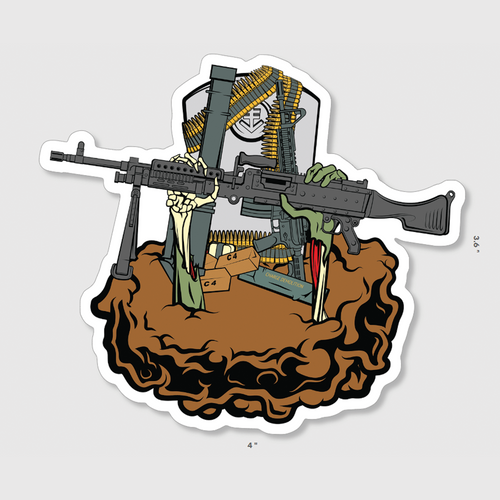 Here Lies Weapons Sticker