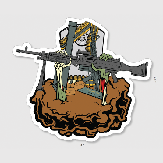 Here Lies Weapons Sticker