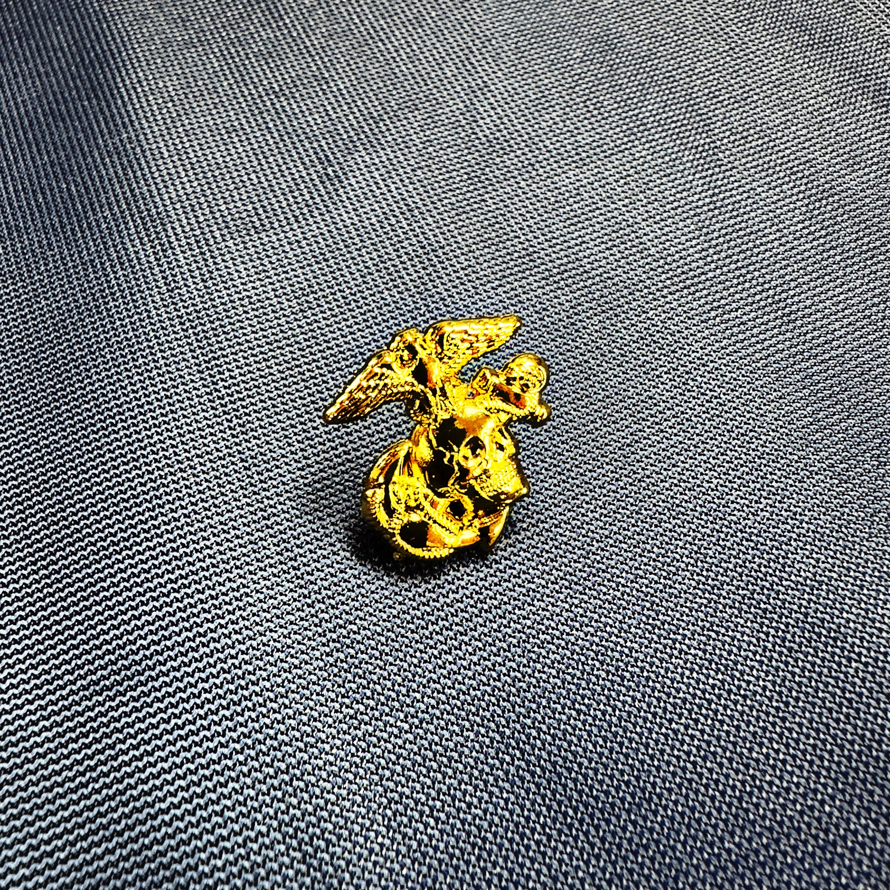 BasePX Skull Emblem Lapel Pin – Golden Medallion – 3/4 Inch – 1911 Grips Design