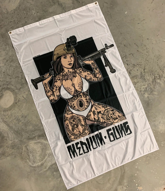 Medium Guns Pin Up Flag