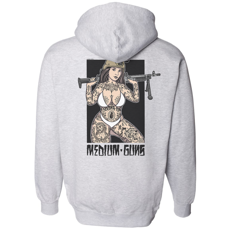 Load image into Gallery viewer, Medium Guns Pin Up Hoodie
