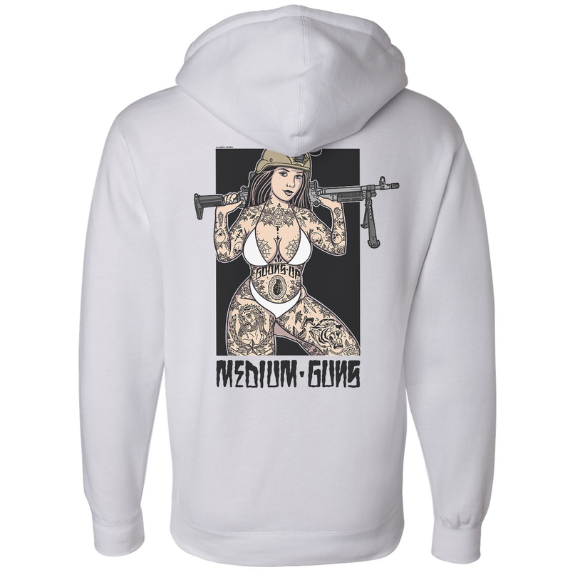 Load image into Gallery viewer, Medium Guns Pin Up Hoodie
