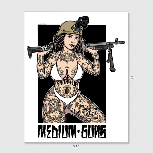 Medium Guns Pin Up Sticker