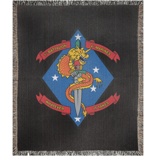 1st Battalion 4th Marines Woven Blanket