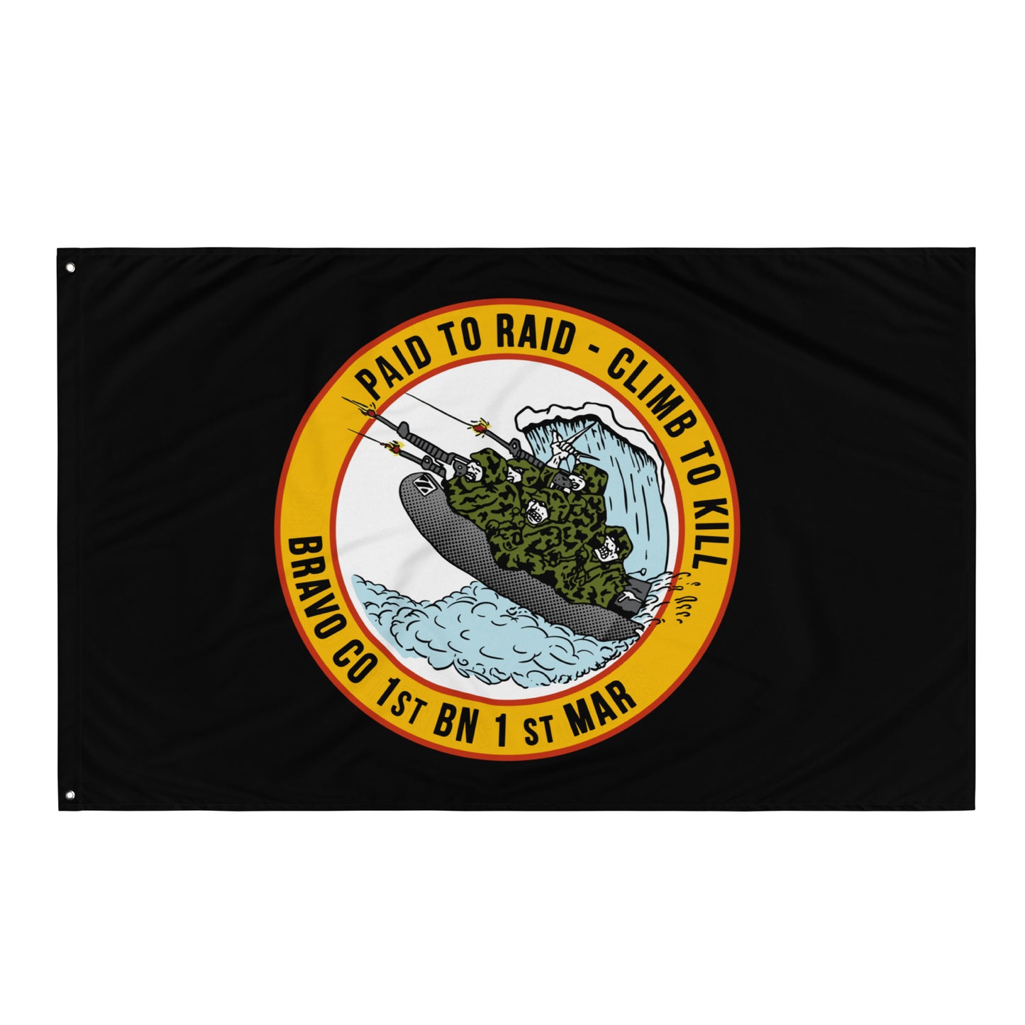 1st Battalion 1st Marines Bravo "Paid to Raid - Climb to Kill" Flag