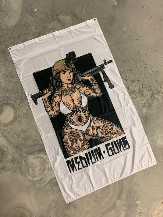 Medium Guns Pin Up Flag